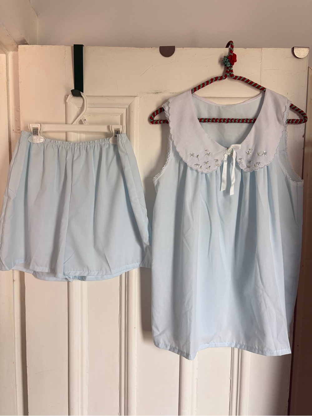 Vintage NWOT Light Blue Peter Pan Collar Pajama Matching Set